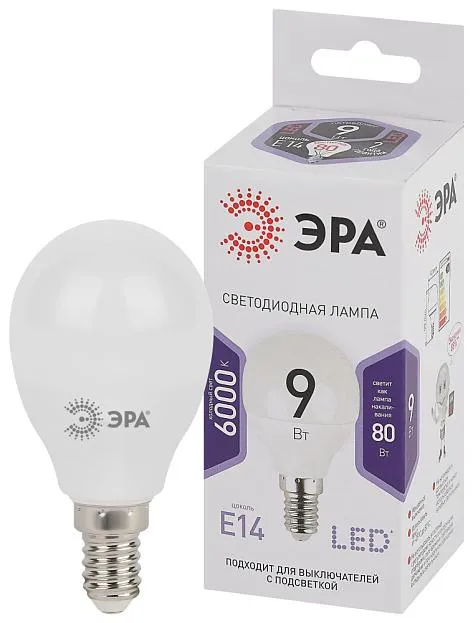 Лампочка светодиодная ЭРА LED P45-9W-860-E14