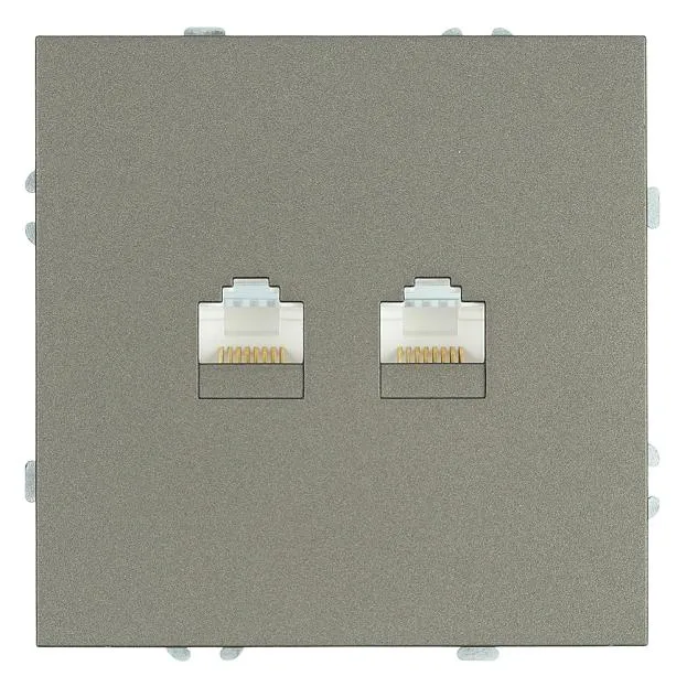 Розетка компьютерная 2-местная RJ-45 (механизм), серия Эмили, антрацит, soft touch Stekker 49926 RST00-5111-09