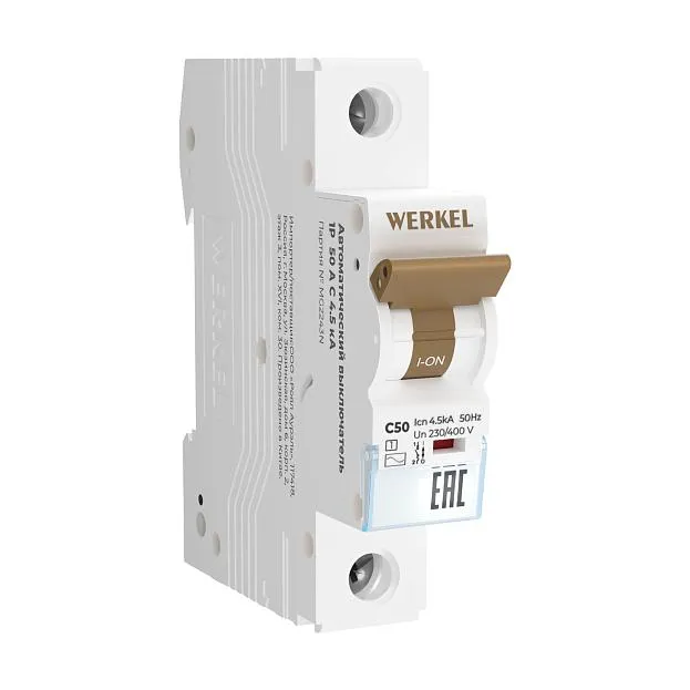 Автоматический выключатель werkel 1P 50 A C 4,5 кА W901P504 a062492 Автоматический выключатель werkel 1P 50 A C 4,5 кА W901P504 a062492