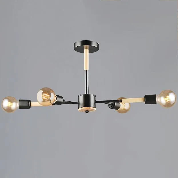 Потолочная люстра Reluce 99960-0.3-04 BK+WOOD