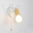 Бра DEER Модель A (с рогами) с выключателем. Цвет белый+дерево. Lampatron 785-4021