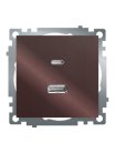 Розетка 2-местная USB + type C,  Stekker 50057 GLS10-7116-04, 250В, 3А, max 20W,серия Катрин, шоколад