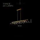 Реечный, рядный светильник GLORIOLE UP DOWN LINE Тип B (Кристаллы — Вниз). 20 LED. Lampatron gloriole-up-down-line-b-20 9126-25978