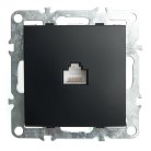 Розетка компьютерная 1-местная RJ-45 (механизм), STEKKER PST00-9107-03, черный Feron 49151 Эрна