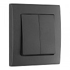 Выключатель двухклавишный с рамкой черный пластик Arte Milano SET06-1-30-2 black SET06-1