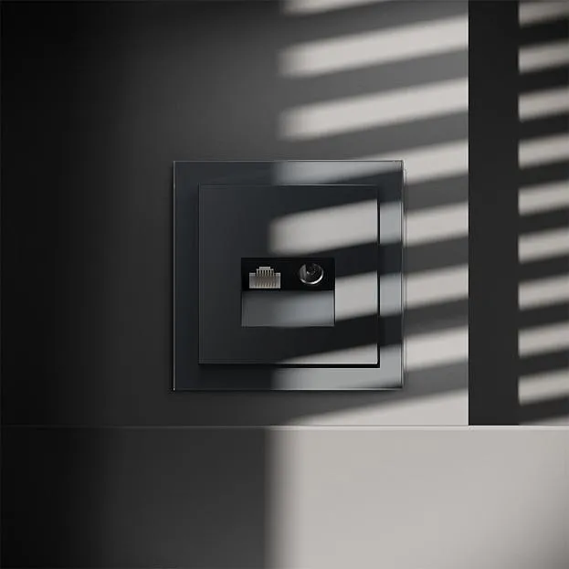 Розетка телевизионная встраиваемая TV+RJ45 кат. 6, (графит) Voltum VLS060707 S70