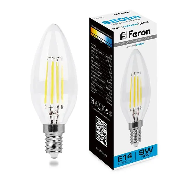 Лампа светодиодная Feron 38229 LB-73 E14 9W 6400K Лампа светодиодная Feron 38229 LB-73 E14 9W 6400K