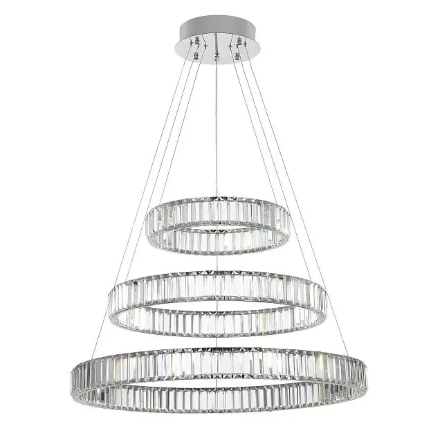 Люстра хрустальная с пультом Хром LED Citilux Чезаре CL338381 Люстра хрустальная с пультом Хром LED Citilux Чезаре CL338381