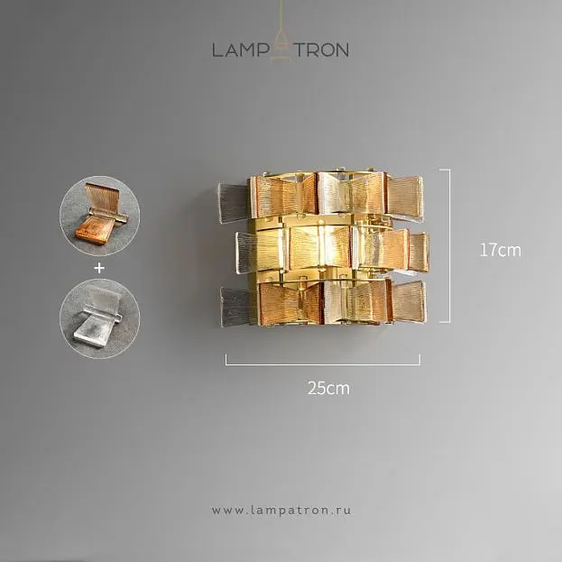 Бра DEXTER WALL Размер M. Цвет Янтарь + Прозрачный Lampatron 8527-23639 Бра DEXTER WALL Размер M. Цвет Янтарь + Прозрачный Lampatron 8527-23639