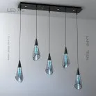 Готовая комбинация светильников NIKA COMBO 5 ламп. Планка. Цвет Черный перламутр + Голубой Lampatron 8112-22199