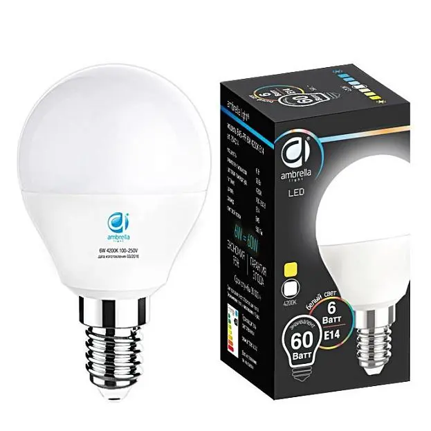 Лампа светодиодная Ambrella light 204014 E14 6W 4200K белая Лампа светодиодная Ambrella light 204014 E14 6W 4200K белая