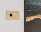 Комплект механизма терморегулятора с цифровым дисплеем с подсветкой и датчиком для теплого пола 16A-250V ALFA Шампань Volt MA605810 QUANT