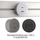 Трековая розетка, Arte Milano 399732TS/USB-Type-C Silver