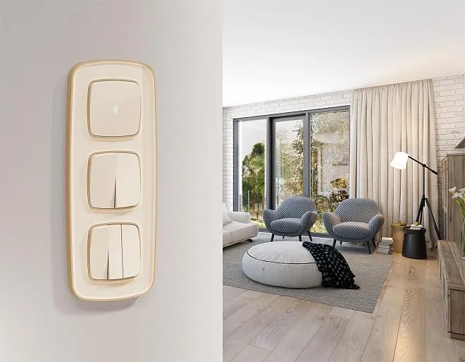 Комплект механизма 2-клавишного перекрестного выключателя 10A-250V OMEGA Бежевый глянец Volt MO303030 QUANT