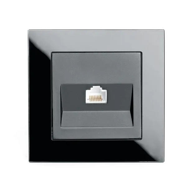 Розетка компьютерная 1-местная RJ-45 серия Катрин черный Stekker 39510 GLS00-7007-05