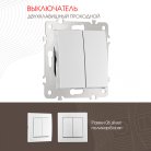 Выключатель двухклавишный проходной (на 2 направления), 10AX 250V Arte Milano 206.32-2.silver am