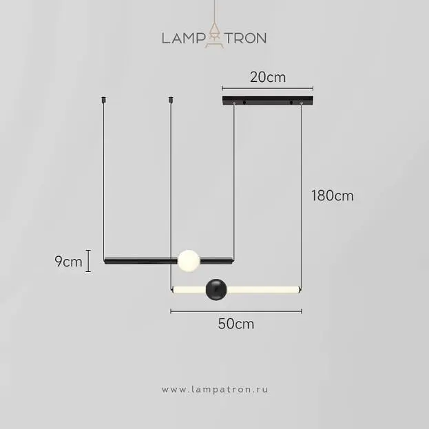Подвесной светильник WAND HRZ 2 подвеса. Цвет черный. Размер S Lampatron 8626-24093 Подвесной светильник WAND HRZ 2 подвеса. Цвет черный. Размер S Lampatron 8626-24093
