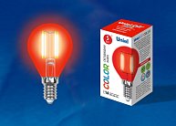 Лампочка светодиодная Uniel LED-G45-5W/RED/E14 GLA02RD картон