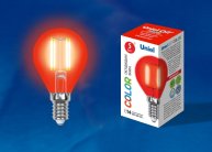Лампочка светодиодная Uniel LED-G45-5W/RED/E14 GLA02RD картон