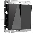 Выключатель двухклавишный проходной (черный акрил) Werkel W1122048 a064039
