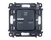 Механизм розетки 2USB A+C 20W быстрая зарядка Ambrella Volt VM177 QUANT