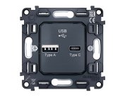Механизм розетки 2USB A+C 20W быстрая зарядка Ambrella Volt VM177 QUANT