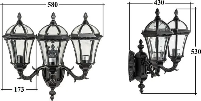 Настенный фонарь уличный Oasis Light 95201S 3 15L Bl ROMA S Настенный фонарь уличный Oasis Light 95201S 3 15L Bl ROMA S