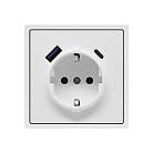 Розетка одинарная с заземлением с USB-портом для зарядки Type A + Type C LeDron EU Socket with USB A+C 20W White