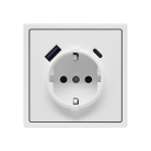 Розетка одинарная с заземлением с USB-портом для зарядки Type A + Type C LeDron EU Socket with USB A+C 20W White