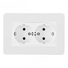 Розетка двойная с заземлением и шторками белая с рамкой Arte Milano SET16-double-40-2 white