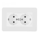 Розетка двойная с заземлением и шторками белая с рамкой Arte Milano SET16-double-40-2 white