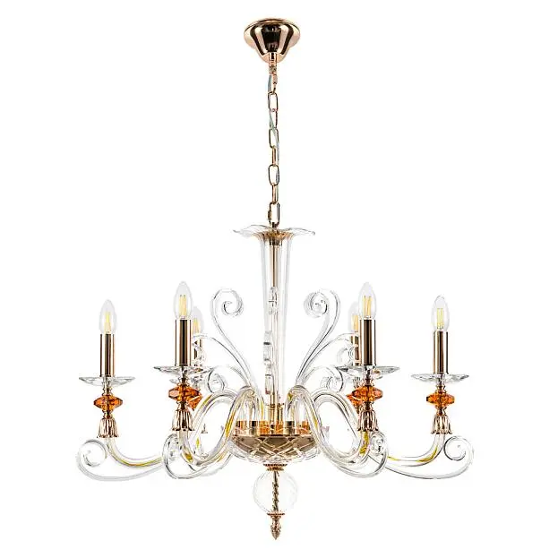 Подвесная люстра Crystal Lux CATARINA SP6 V2 GOLD/TRANSPARENT-COGNAC Подвесная люстра Crystal Lux CATARINA SP6 V2 GOLD/TRANSPARENT-COGNAC