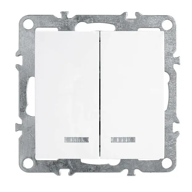 Выключатель 2-клавишный с индикатором (механизм) STEKKER 39310, PSW10-9102-01 Выключатель 2-клавишный с индикатором (механизм) STEKKER 39310, PSW10-9102-01