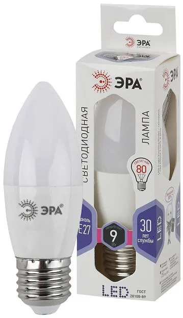 Лампочка светодиодная ЭРА LED B35-9W-860-E27