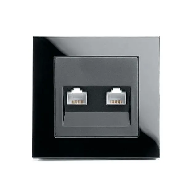 Розетка компьютерная 2-местная RJ-45 серия Катрин черный Stekker 39509 GLS00-7006-05