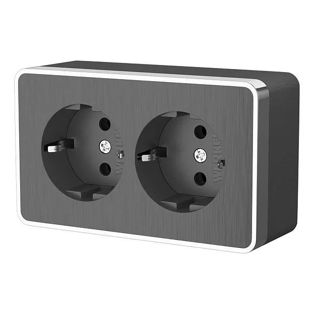 Розетка двойная Werkel W5072104 Gallant (графит рифленый) a051342 Розетка двойная Werkel W5072104 Gallant (графит рифленый) a051342