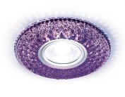 Встраиваемый точечный светильник MR16 с LED подсветкой хром/фиолетовый хрусталь/MR16+3W(LED COLD) Ambrella light S333 VL/CLD
