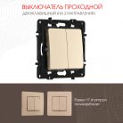 Выключатель двухклавишный проходной (на 2 направления), 10AX 250V Arte Milano 217.32-2.shampan am