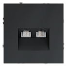 Розетка компьютерная встраиваемая  Voltum VLS060207 S70 двойная RJ45+RJ45 кат.6, (графит)