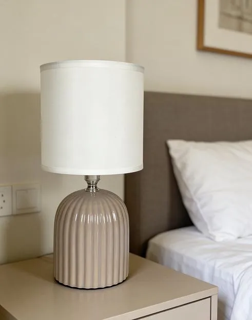 Настольная лампа 1 х Е14 40 Вт керамика серая с абажуром Rivoli 7548-503 May