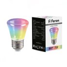 Лампа светодиодная Колокольчик прозрачный E27 1W RGB Feron 38134 LB-372