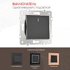 Выключатель одноклавишный с подсветкой, 10AX 250V Arte Milano 203.31-1.black am-203