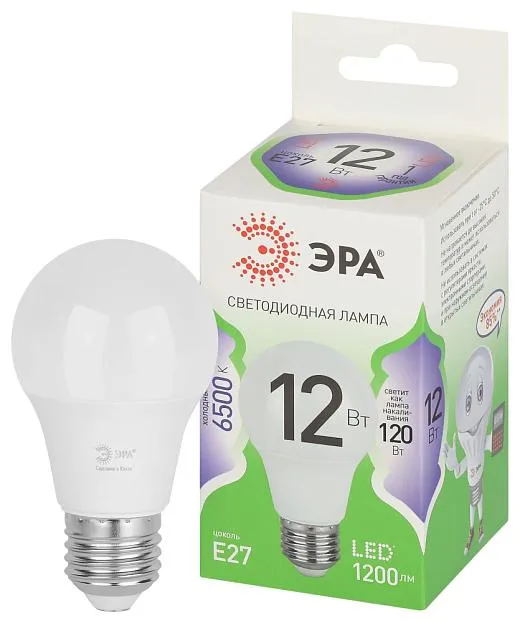 Лампочка светодиодная ЭРА LED A60-12W-865-E27 GL