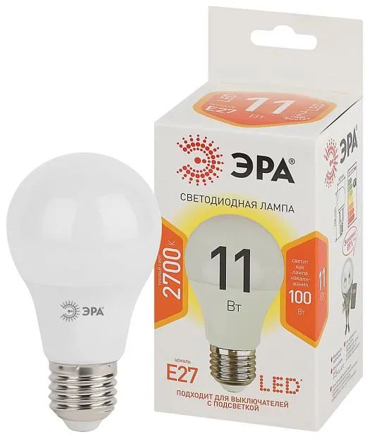 Лампочка светодиодная ЭРА LED A60-11W-827-E27