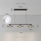 Реечный, рядный светильник RUBEN LONG 3 плафона. Цвет дымчато-серый Lampatron 8708-24400