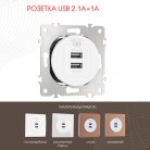 Розетка USB 2.1А+1А Arte Milano 202.46-1.white am