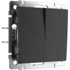 Выключатель двухклавишный Werkel W1120008 (черный матовый) a051628