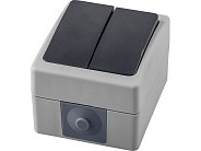 Выключатель 2-клавишный STEKKER 32753, PSW10-121-54 250В, 10А, IP54, серый/графит