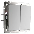 Выключатель двухклавишный с самовозвратом Werkel W1122406 (серебряный) a062574