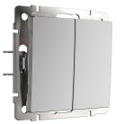 Выключатель двухклавишный с самовозвратом Werkel W1122406 (серебряный) a062574